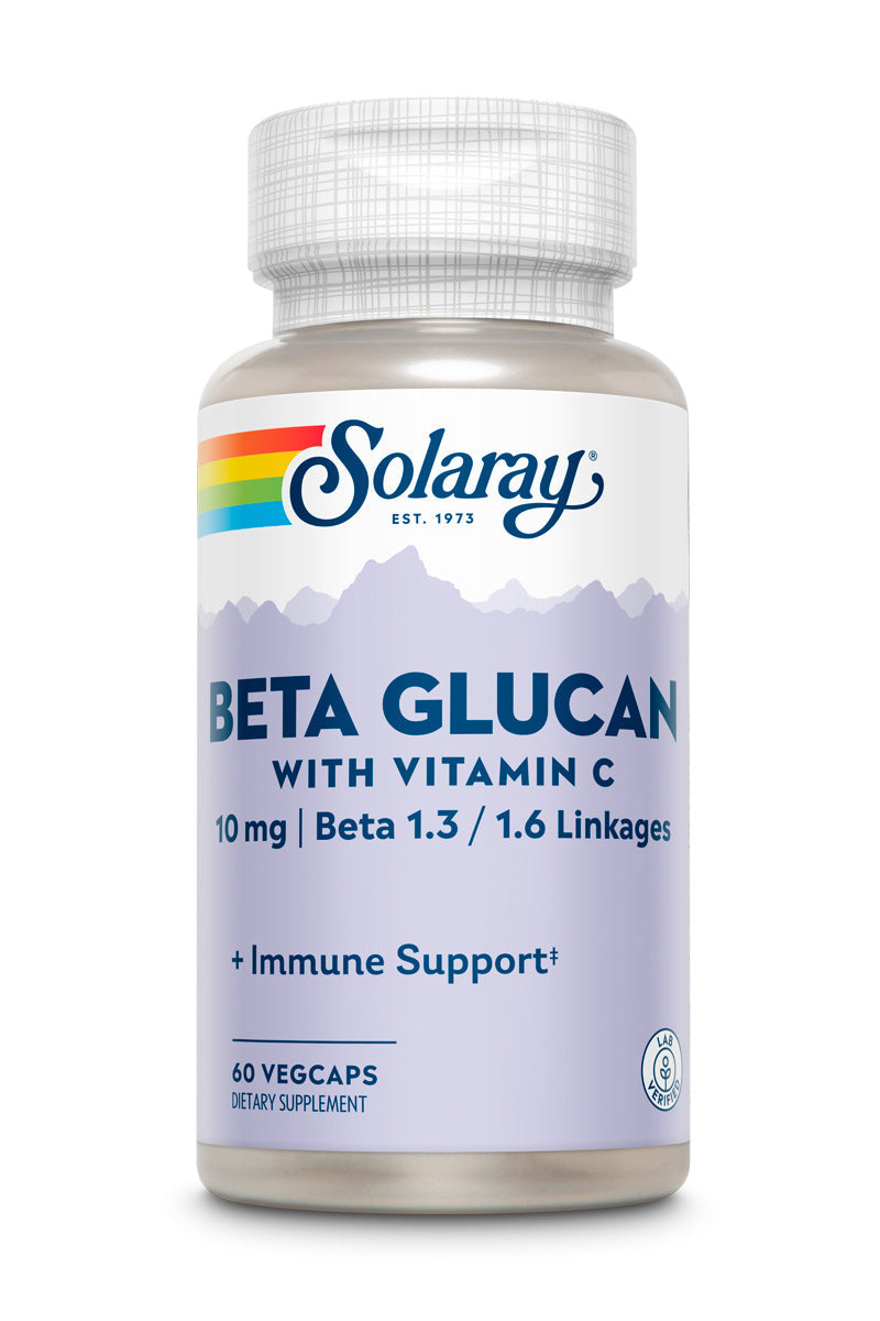 Solaray Beta Glucan with Vitamin C 10 mg | From Bakers Yeast | Healthy Immune System Function Support | 60 VegCaps