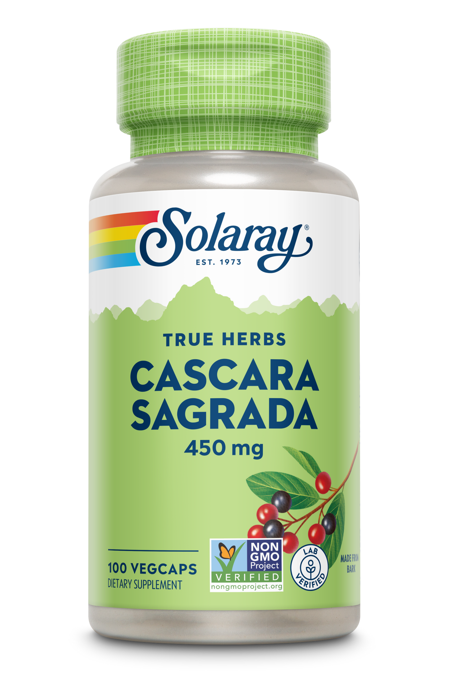 Solaray Cascara Sagrada Bark, Veg Cap (Btl-Plastic) 450mg 100ct