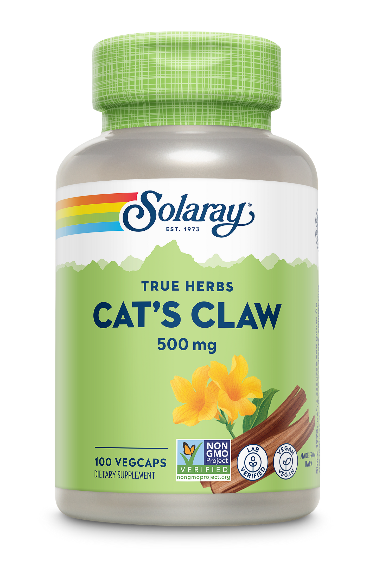 Solaray Cat's Claw Bark 500mg | Healthy Immune & Digestive System Function Support | May Help Protect Brain Function | Joint Health Support | 100ct