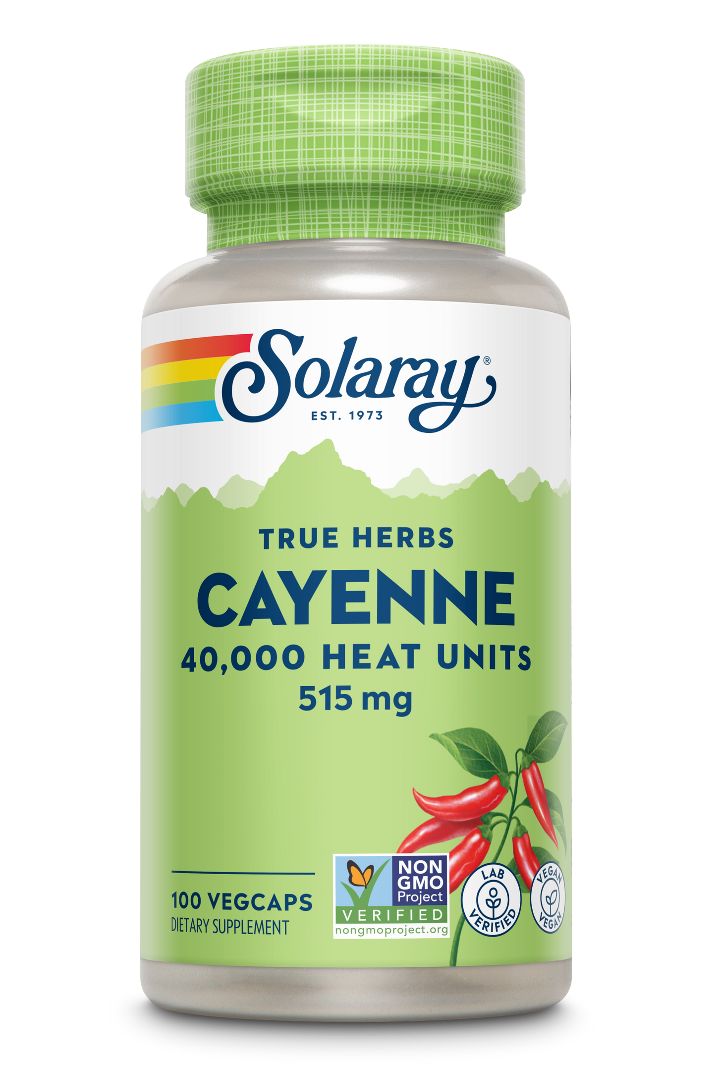 Solaray Cayenne Pepper 515 mg | 40,000 Heat Unit | Healthy Digestion, Circulation, Metabolism & Cardiovascular Support | Non-GMO | 100 VegCaps