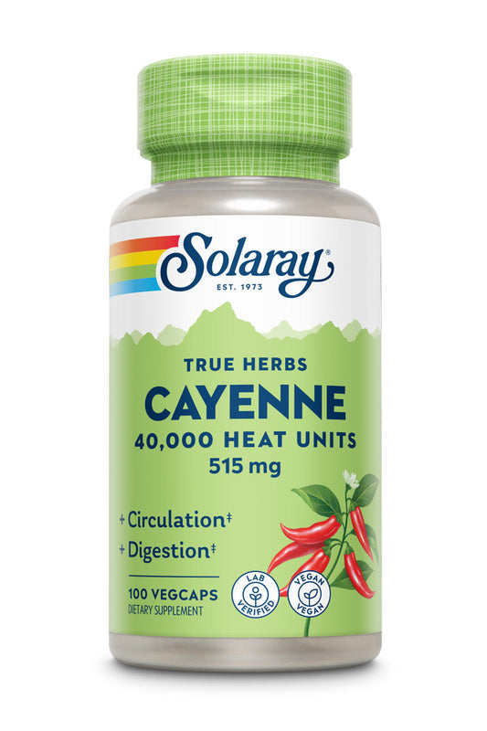 Solaray Cayenne Pepper 515 mg | 40,000 Heat Unit | Healthy Digestion, Circulation, Metabolism & Cardiovascular Support | Non-GMO | 100 VegCaps