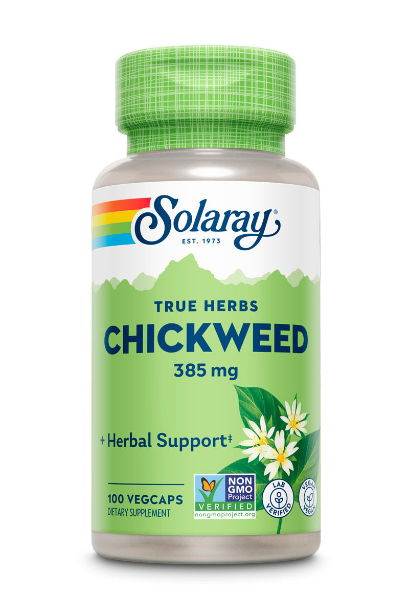 Solaray Chickweed 385 mg | Herbal Supplement | Healthy Digestion, Skin & Appetite Support | Non-GMO, Vegan & Lab Verified | 100 VegCaps