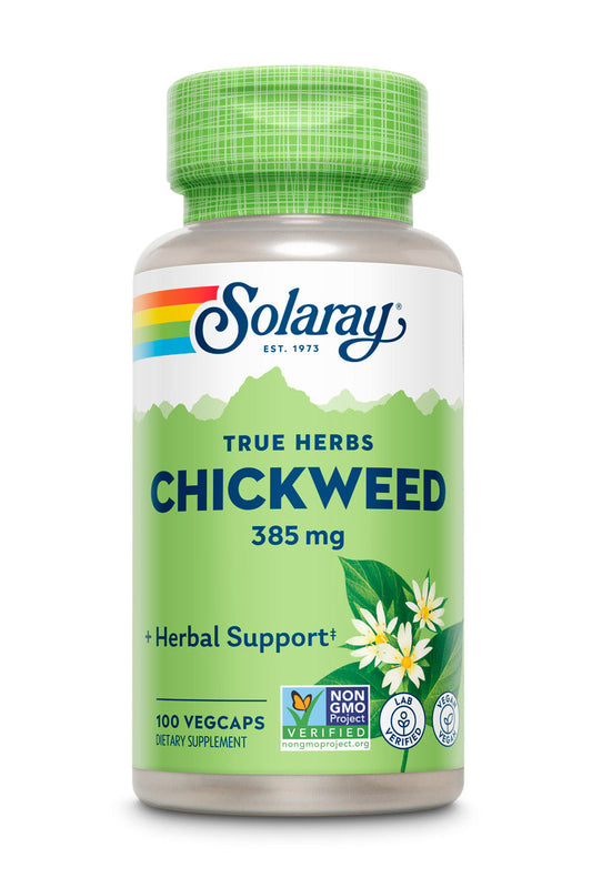Solaray Chickweed 385 mg | Herbal Supplement | Healthy Digestion, Skin & Appetite Support | Non-GMO, Vegan & Lab Verified | 100 VegCaps