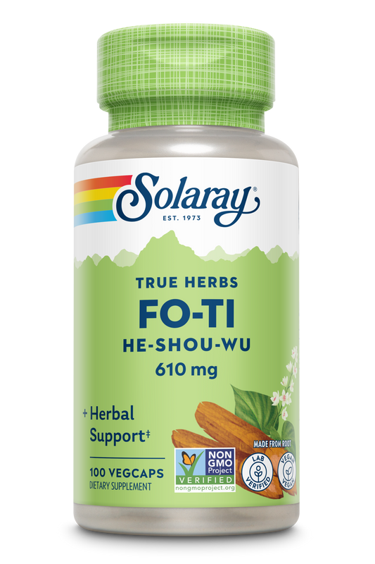 Solaray Fo-Ti 610 mg - Herbal Support for Aging, Longevity, and Hair, Skin & Nails - Vegan - 60-Day Money-Back Guarantee - 100 Servings, 100 VegCaps