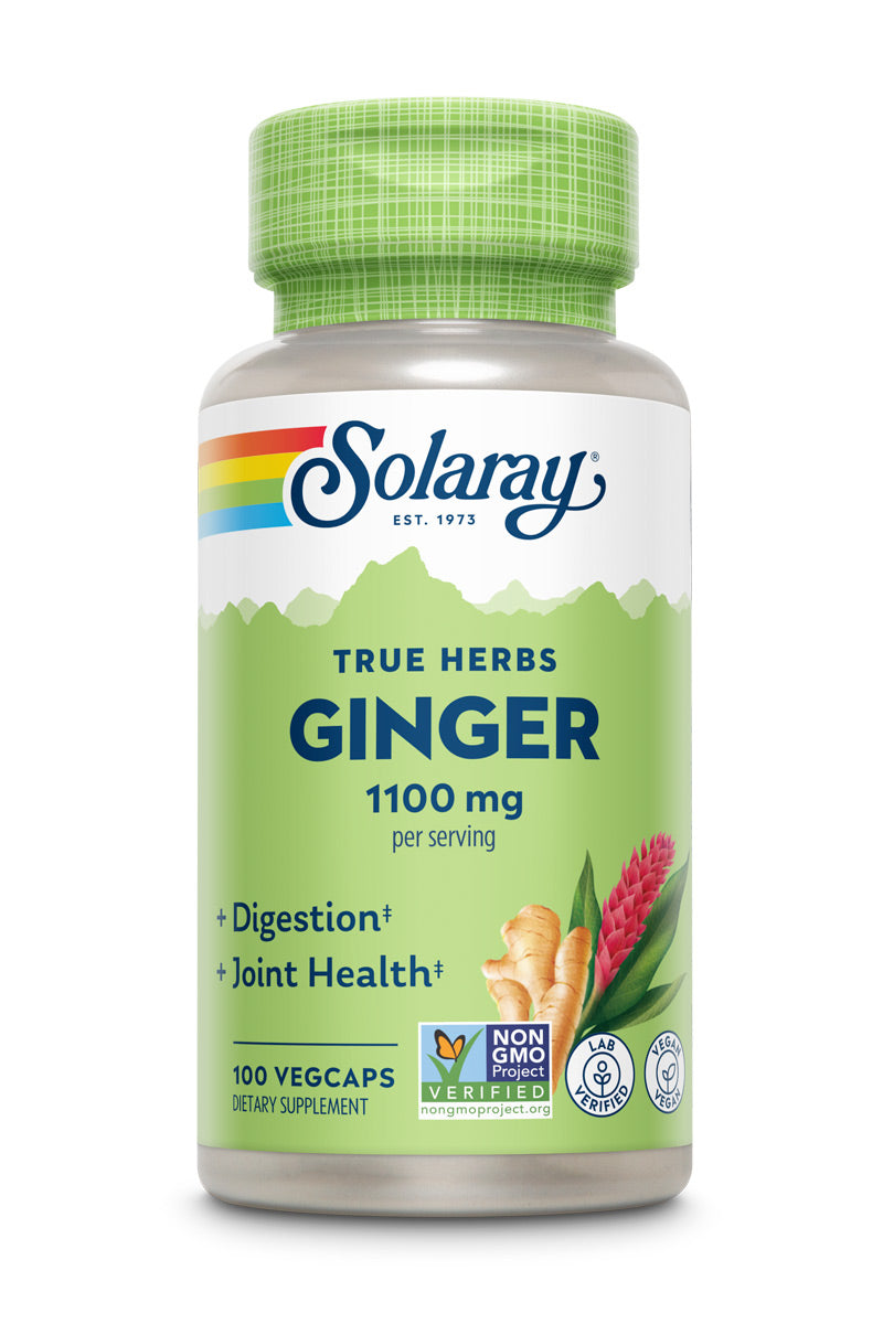 Solaray Ginger Root 1100mg | Healthy Digestion, Joints and Motion & Stomach Discomfort Support | Whole Root | Non-GMO & Vegan | 100 VegCaps