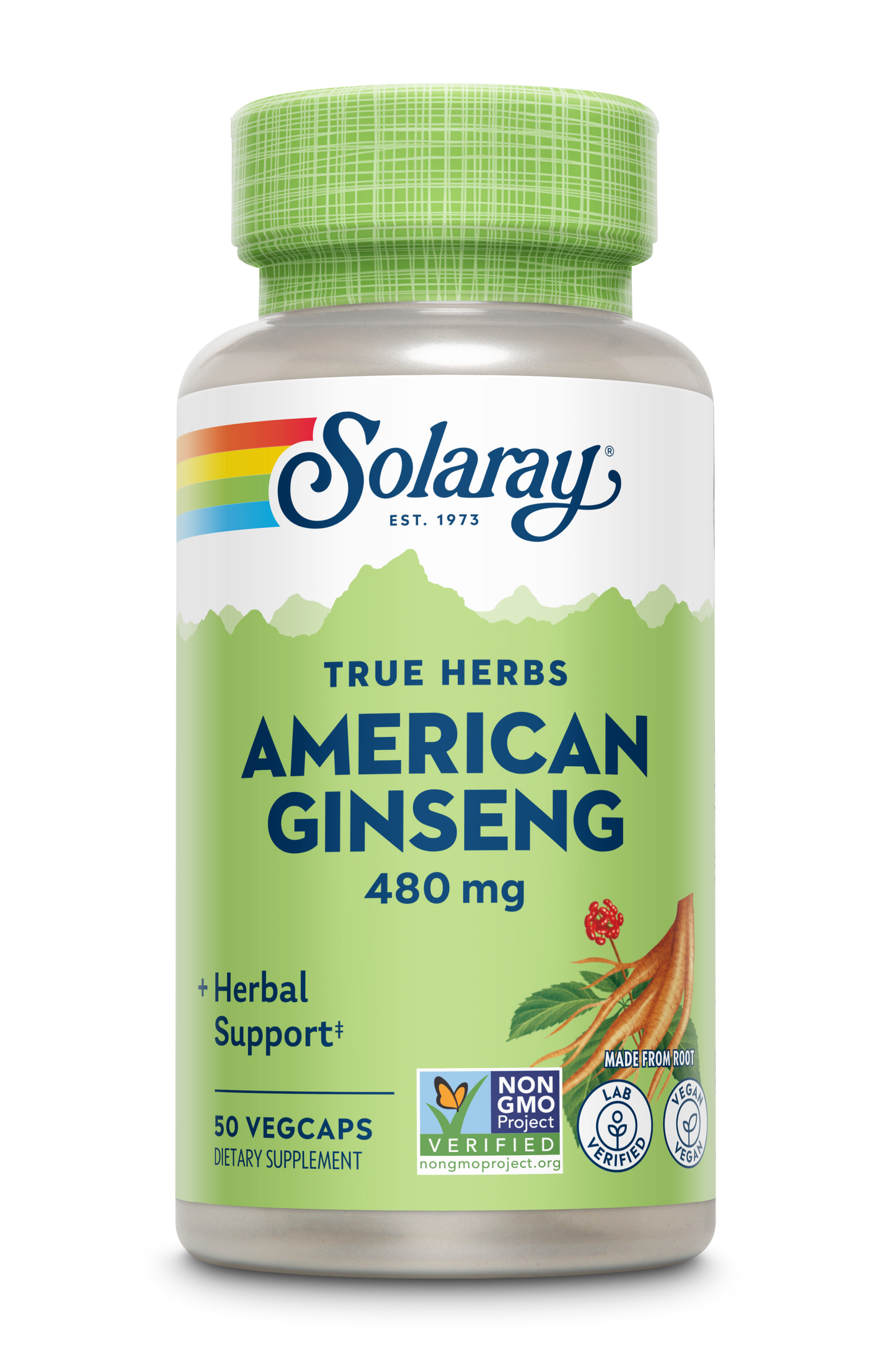 Solaray American Ginseng 480 mg | Adaptogenic Herb | Healthy Stress, Energy & Physical Endurance Support | 50 VegCaps