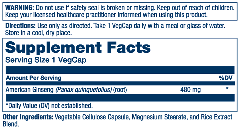 Solaray American Ginseng 480 mg | Adaptogenic Herb | Healthy Stress, Energy & Physical Endurance Support | 50 VegCaps