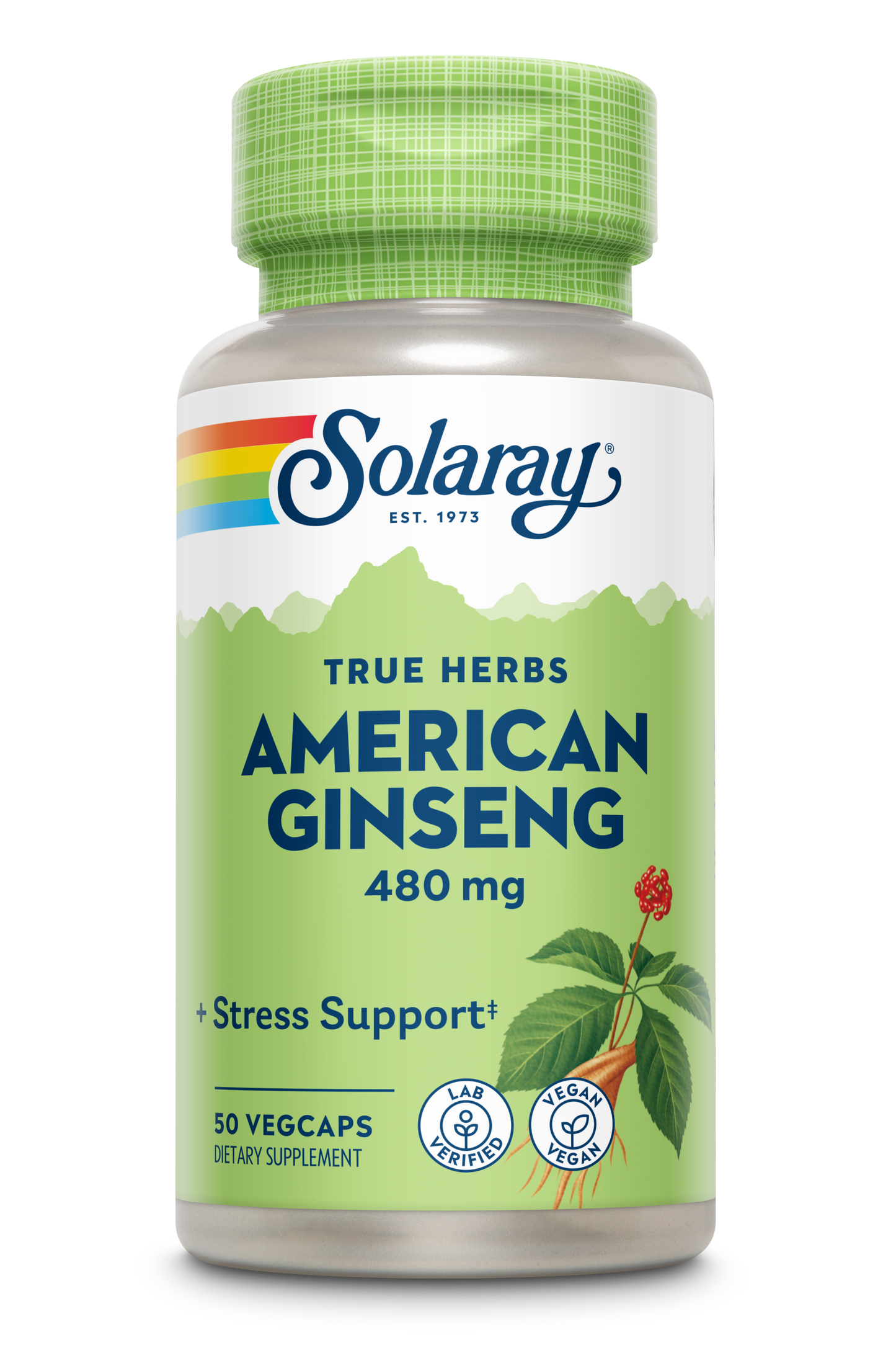 Solaray American Ginseng 480 mg | Adaptogenic Herb | Healthy Stress, Energy & Physical Endurance Support | 50 VegCaps