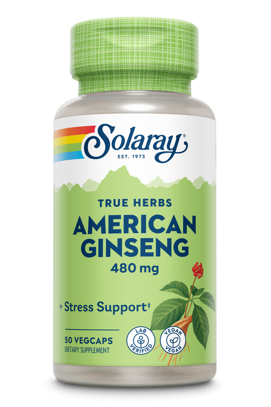 Solaray American Ginseng 480 mg | Adaptogenic Herb | Healthy Stress, Energy & Physical Endurance Support | 50 VegCaps