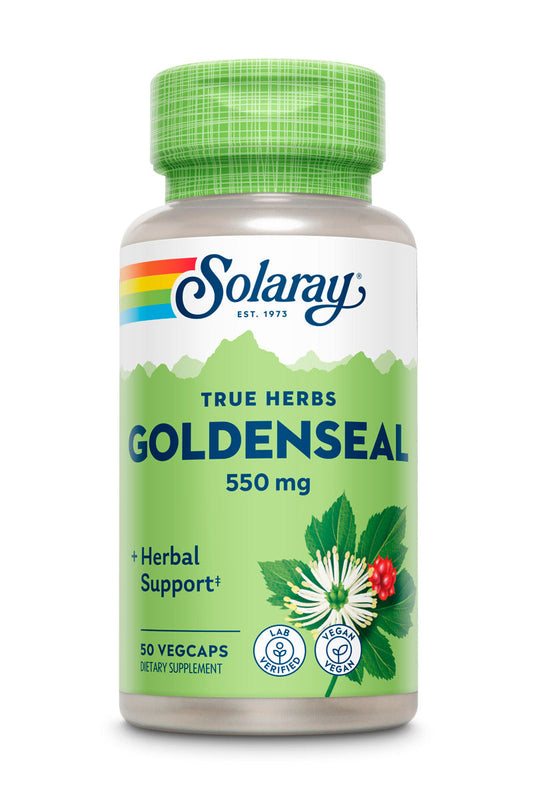 Solaray Goldenseal Root 550mg | Healthy Digestion, Immune Function & Respiratory Support | Whole Root | Non-GMO, Vegan & Lab Verified | 50 VegCaps