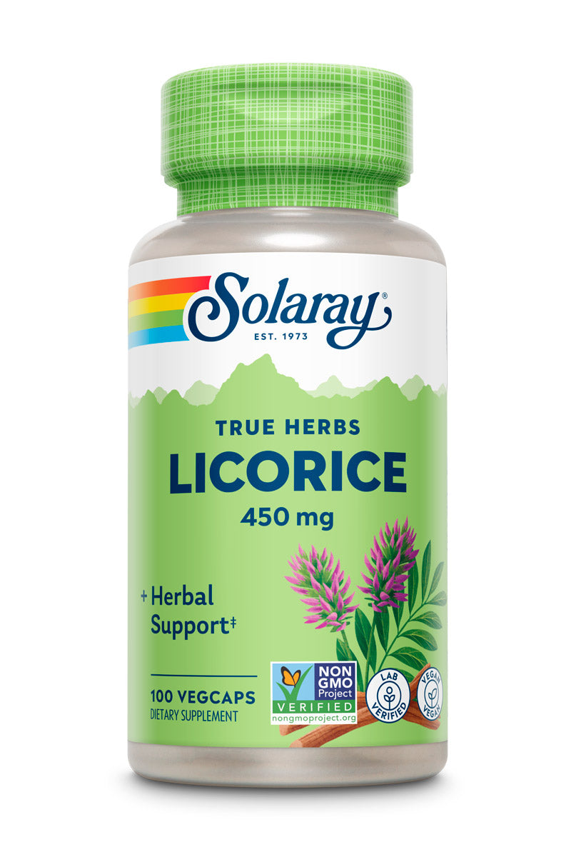 Solaray Licorice Root 450mg | Healthy Digestive System, Liver & Menopausal Support Formula | Non-GMO | Vegan | 100 VegCaps