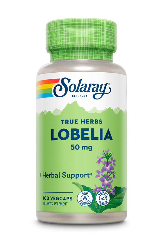 Solaray Lobelia Aerial 50mg | Healthy Respiratory and Bronchial Function Support | Ginger Root for Added Lung Support | Non-GMO & Vegan | 100 VegCaps