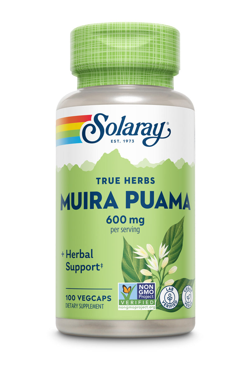 Solaray Muira Puama Root 600 mg | Healthy Energy & Physical Performance | 50 Servings | 100 VegCaps