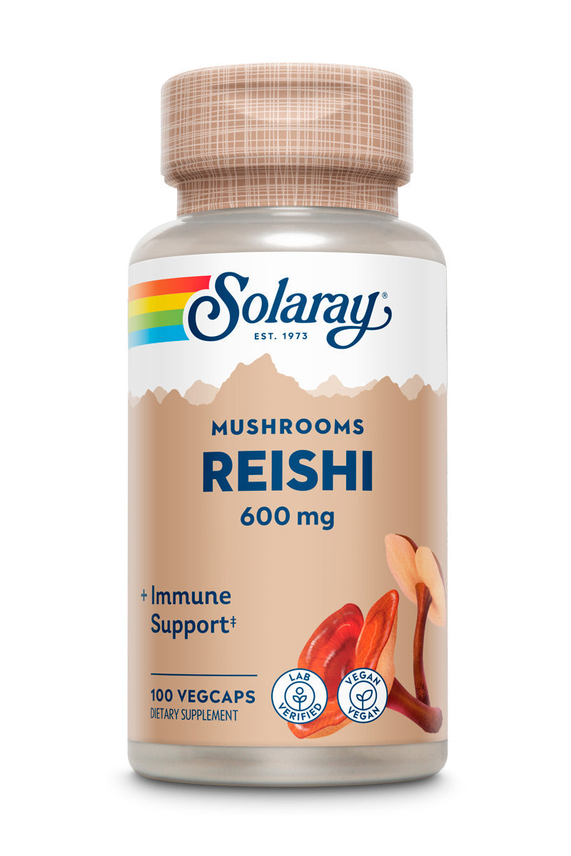 Solaray Reishi Mushroom 600mg - Reishi Mushroom Capsules for Immune Support - Vegan, Lab Verified - 60-Day Money-Back Guarantee - 100 Servings, 100 VegCaps