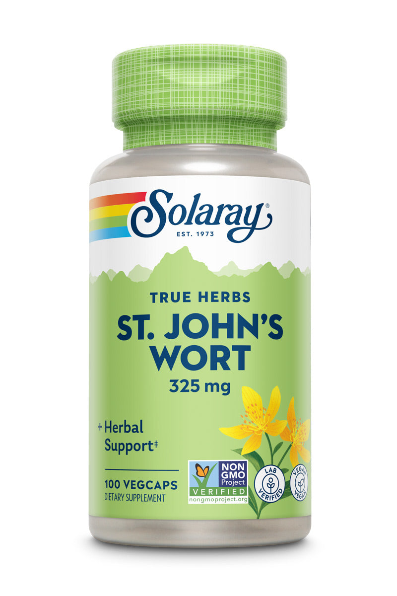 Solaray St John’s Wort 325 mg Whole Aerial - Brain Health and Mood Support Supplement - 60-Day Money Back Guarantee - Non-GMO, Vegan, Lab Verified