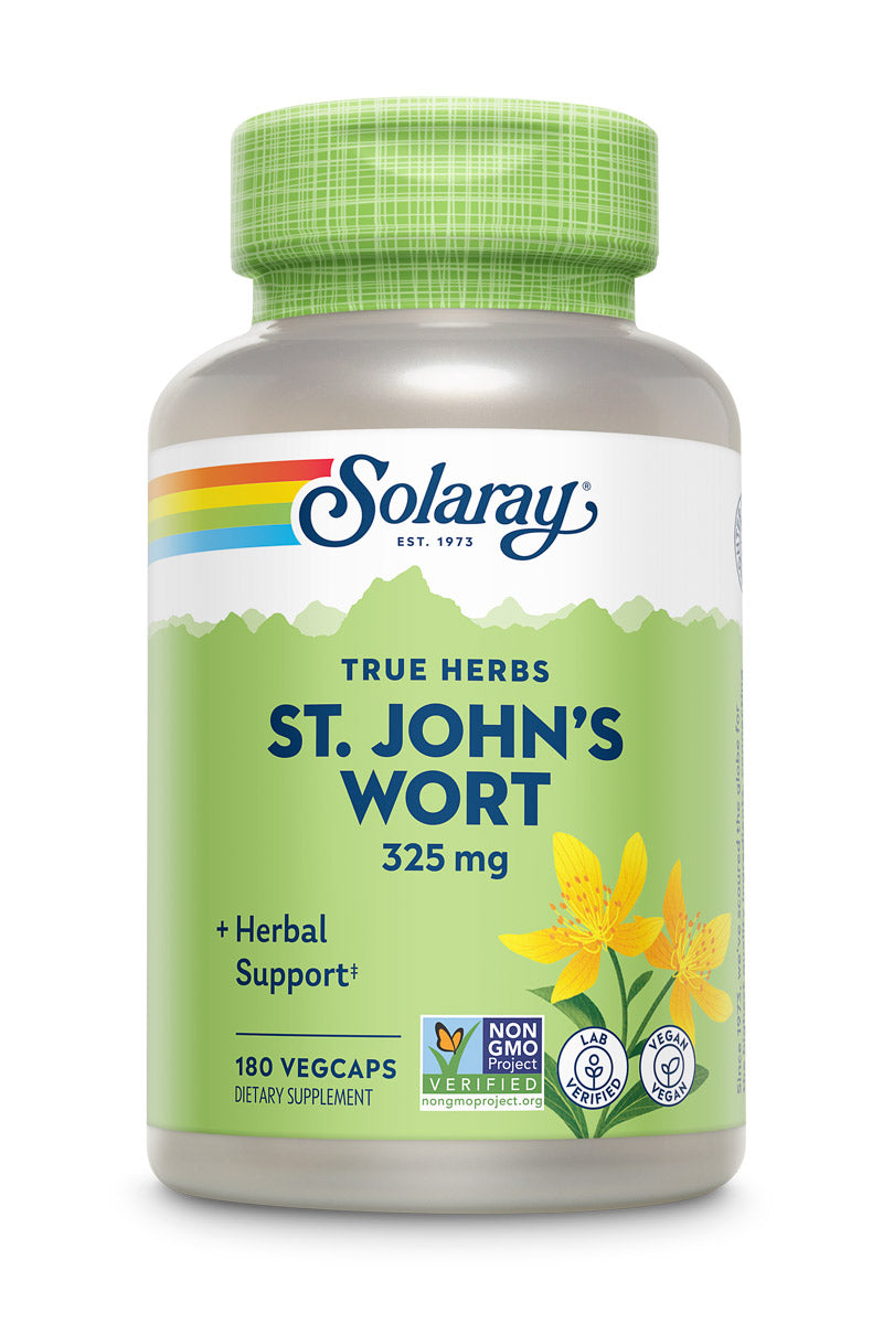 Solaray St John’s Wort 325 mg Whole Aerial - Brain Health and Mood Support Supplement - 60-Day Money Back Guarantee - Non-GMO, Vegan, Lab Verified