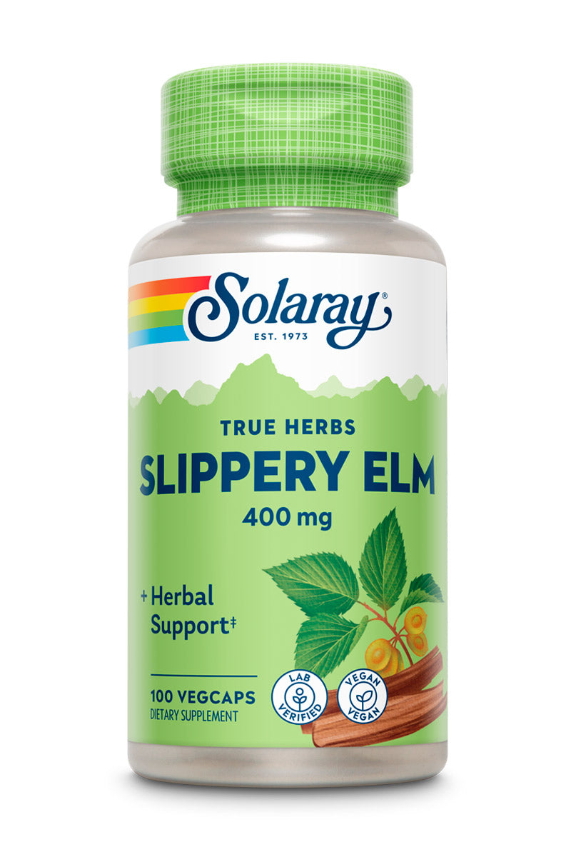 Solaray Slippery Elm Bark 400mg | Healthy Respiratory Tract Function, Throat Comfort & Gastrointestinal Support | Non-GMO & Lab Verified | 100 VegCaps