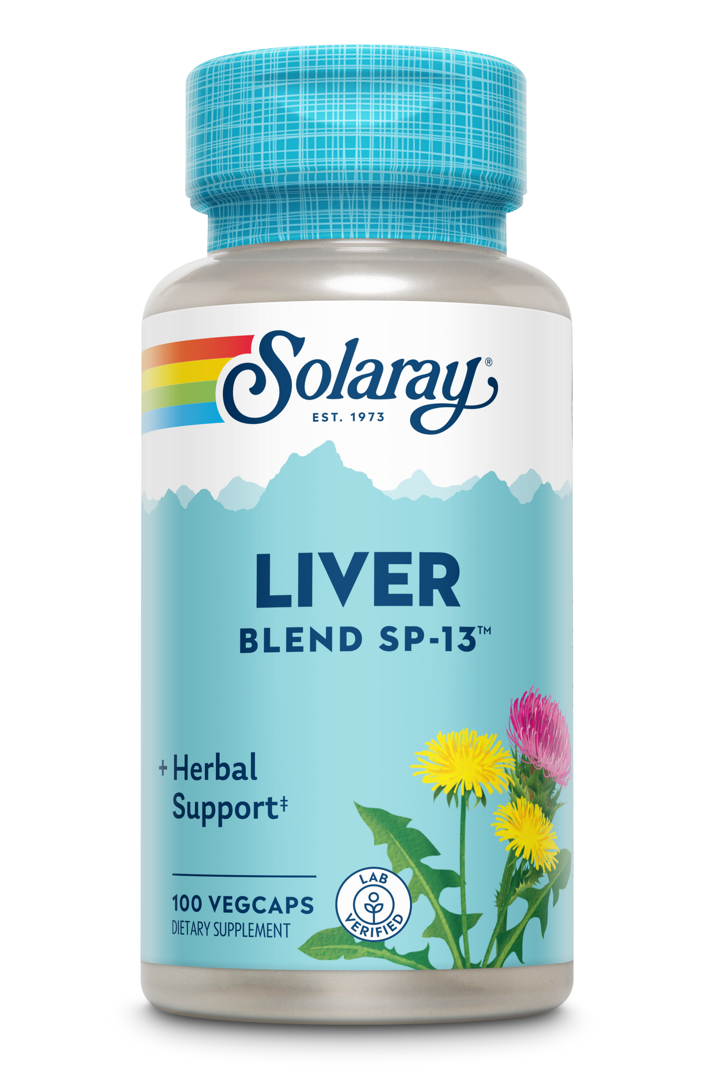 Solaray Liver Blend SP-13, Traditional Liver Cleanse Detox & Repair Support with Milk Thistle, Dandelion, Burdock, Artichoke Leaf, Kelp, Peppermint, and Trace Minerals, 100 Servings, 100 VegCaps