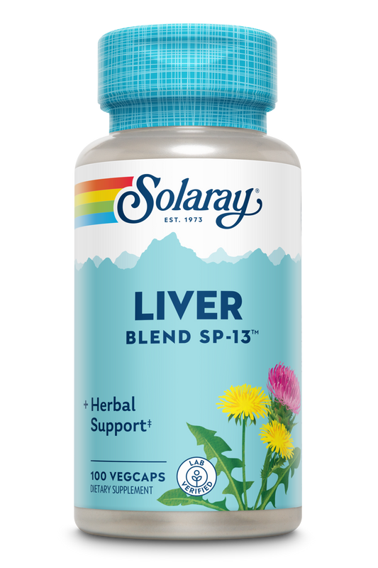 Solaray Liver Blend SP-13, Traditional Liver Cleanse Detox & Repair Support with Milk Thistle, Dandelion, Burdock, Artichoke Leaf, Kelp, Peppermint, and Trace Minerals, 100 Servings, 100 VegCaps