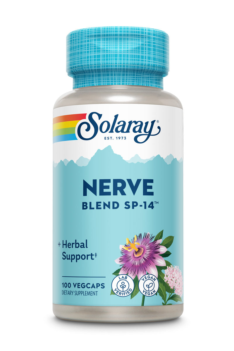 Solaray Nerve Blend SP-14 | Homeopathic Nutrients | Healthy Relaxation, Calming & Sleep Support | 50 Serv | 100 VegCaps