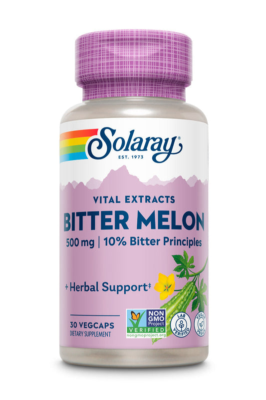 Solaray Bitter Melon Fruit Extract, Guaranteed to contain 50 mg (10%) Bitter Principles Including Charantin, Vegan, 30 Servings, 30 VegCaps