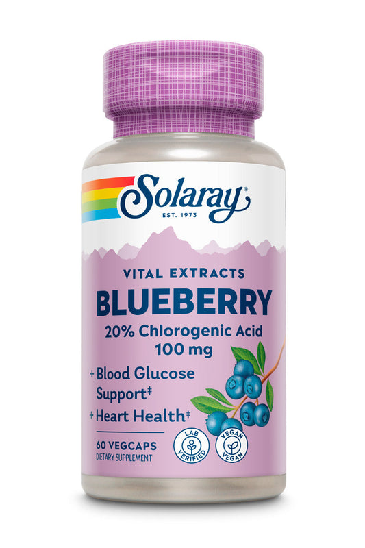 Solaray Vital Extracts Blueberry, Blueberry Leaf Extract, Blueberry Fruit Extract and Rosemary, Healthy Heart Support and Antioxidant Activity, Vegan, Lab Verified, 60 Servings, 60 VegCaps