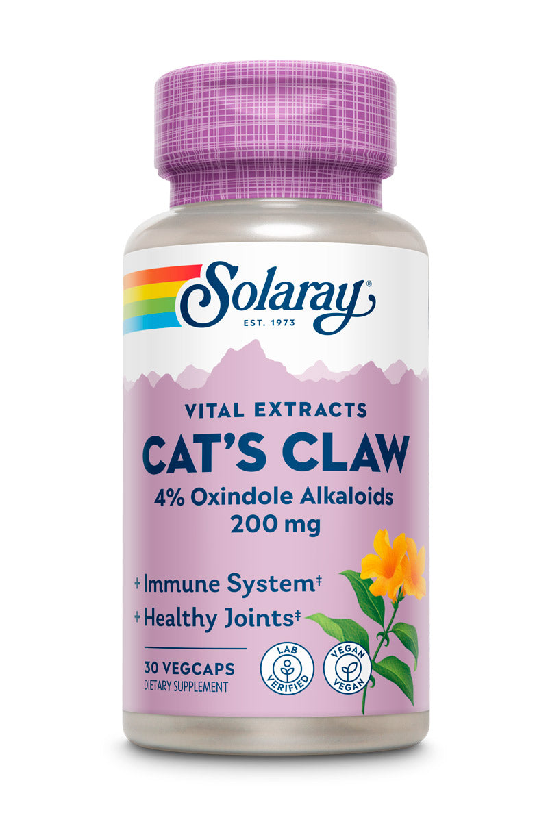 Solaray Cats Claw Bark Extract 200mg | 4% Oxindole Alkaloids | Healthy Immune & Joint Function Support | 30 VegCaps