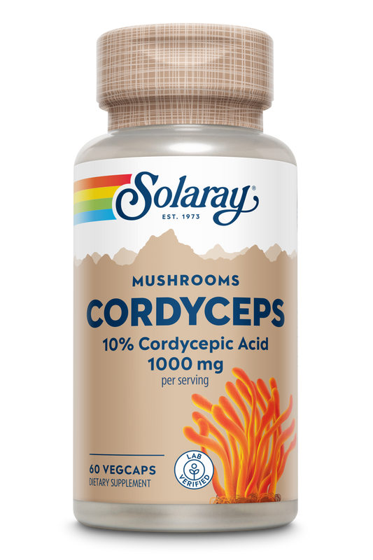 Solaray Guaranteed Potency Mushroom, Cordyceps Extract, Veg Cap (Btl-Plastic) 500mg | 60ct