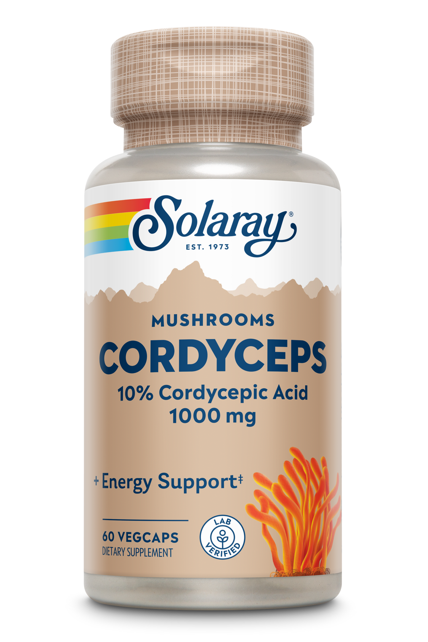 Solaray Guaranteed Potency Mushroom, Cordyceps Extract, Veg Cap (Btl-Plastic) 500mg | 60ct