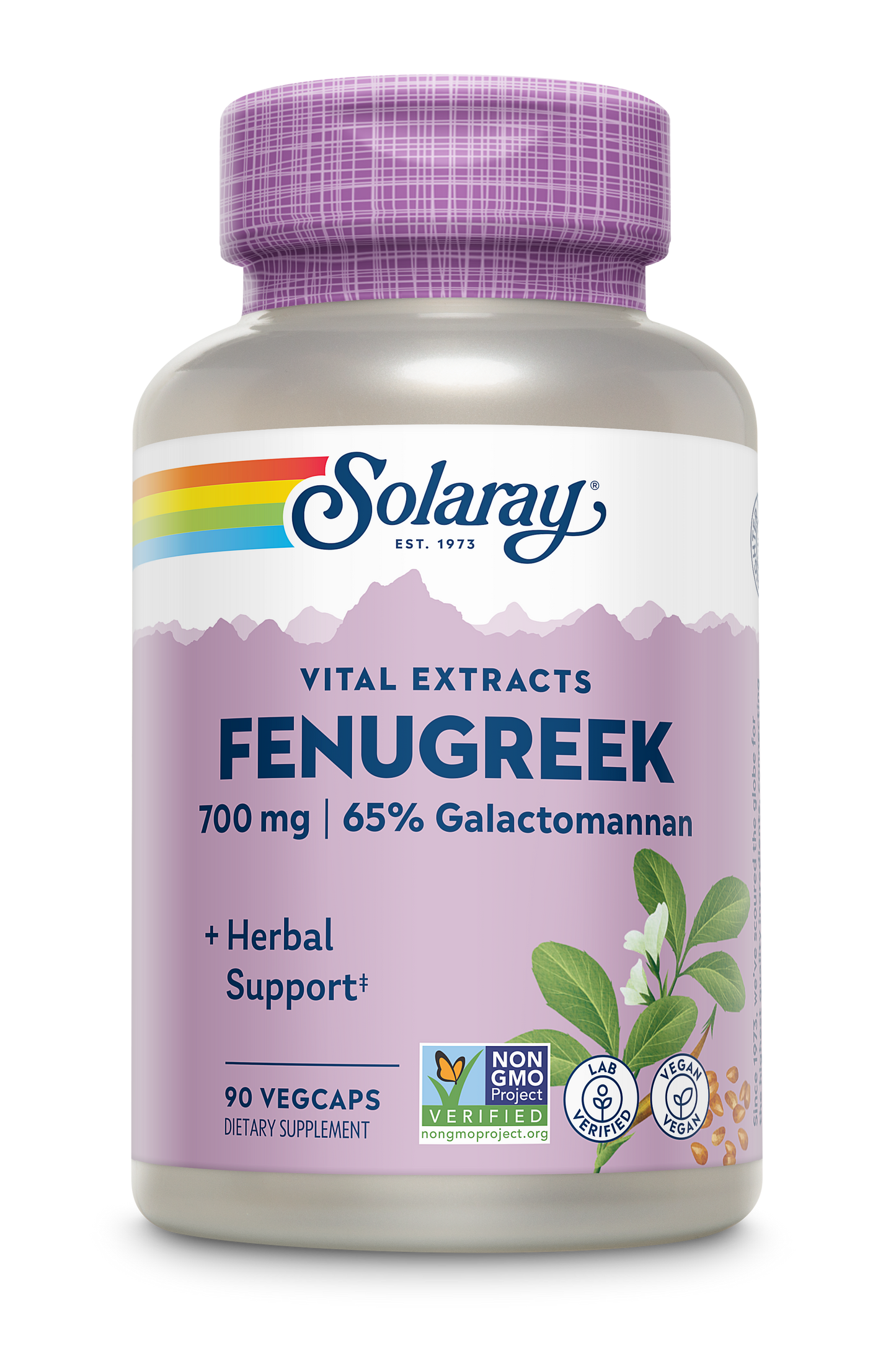 Solaray Fenugreek Seed Extract 700 mg - Fenugreek Capsules with 65% Galactomannan Dietary Fiber - Non-GMO, Vegan Fenugreek Supplement for Healthy Digestion Support - 45 Servings, 90 VegCaps