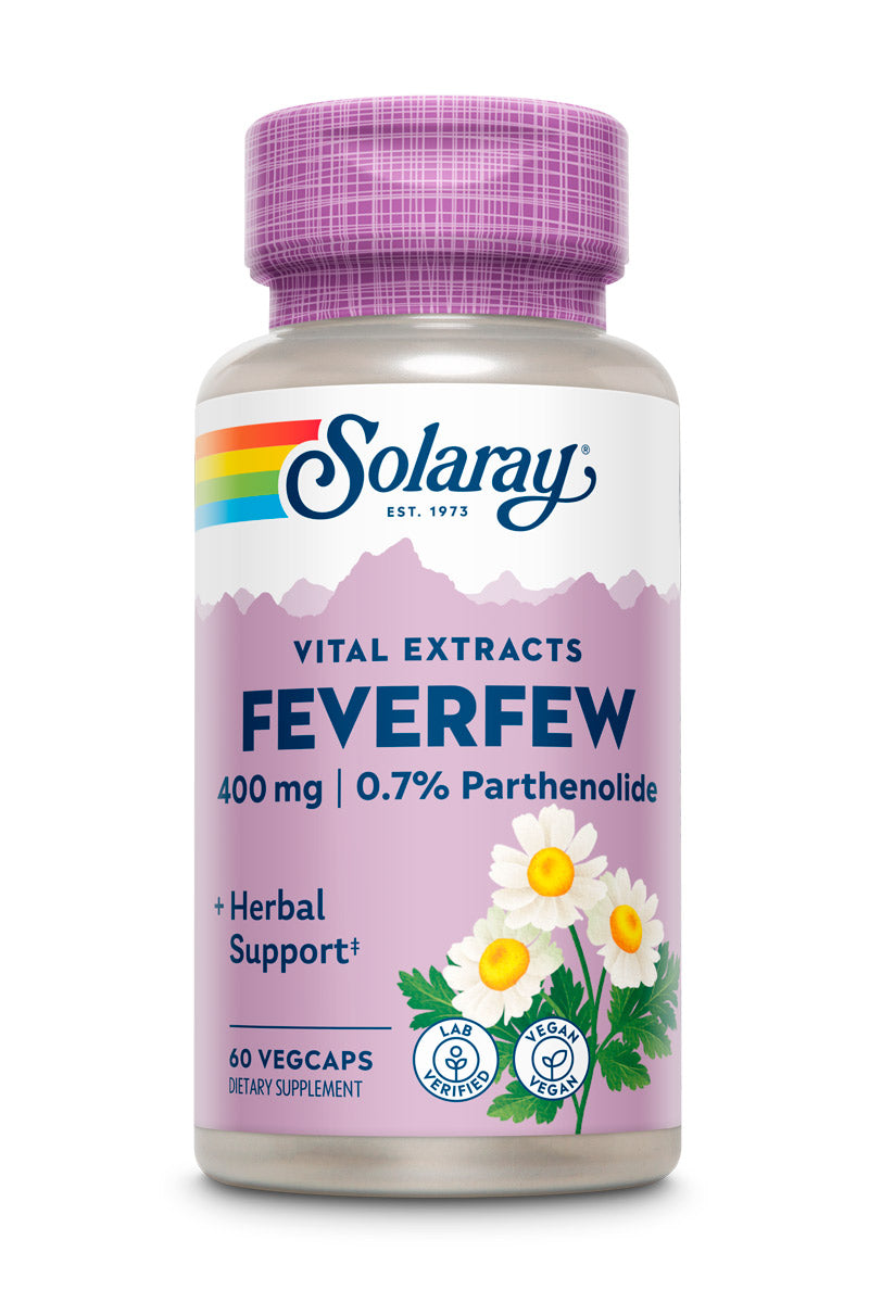 Solaray Feverfew Extract 400 mg | Healthy Circulation & Blood Vessels, Head Comfort Support | Non-GMO | 60 VegCaps