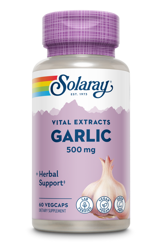 Solaray Garlic Supplement 500mg, Vegan, Odorless Garlic Extract, Traditionally Used for Heart Health and Immune Support, Vegan, Odor Free, Lab Verified, 60 Day Guarantee, 60 Serv, 60 Enteric VegCaps