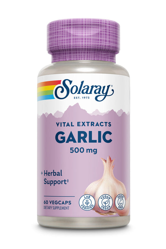 Solaray Garlic Supplement 500mg, Vegan, Odorless Garlic Extract, Traditionally Used for Heart Health and Immune Support, Vegan, Odor Free, Lab Verified, 60 Day Guarantee, 60 Serv, 60 Enteric VegCaps