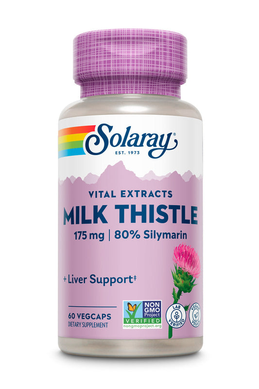 Solaray Milk Thistle Seed Extract 175mg Antioxidant Intended to Help Support a Normal, Healthy Liver Non-GMO & Vegan (60 CT)