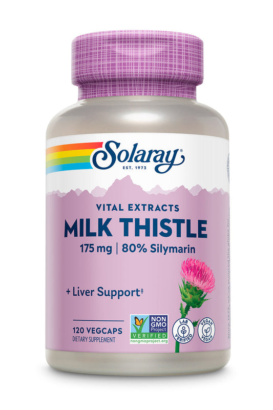 Solaray Milk Thistle Seed Extract 175mg Antioxidant Intended to Help Support a Normal, Healthy Liver Non-GMO & Vegan 120 VegCaps