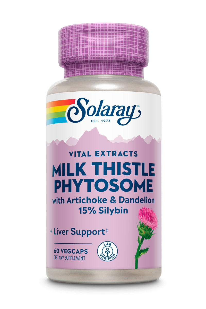 Solaray Milk Thistle Phytosome with Artichoke, Dandelion, and Ginger - Milk Thistle Extract Supplying 15% Silybin - Liver Supplement - 60-Day Guarantee, Lab Verified - 60 Servings, 60 VegCaps