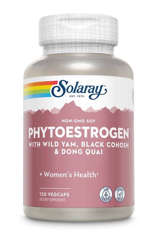 Solaray PhytoEstrogen Menopause Supplements - Wild Yam, Black Cohosh, and Dong Quai Estrogen Pills for Women's Health - Vegan, Lab Verified, 60-Day Guarantee