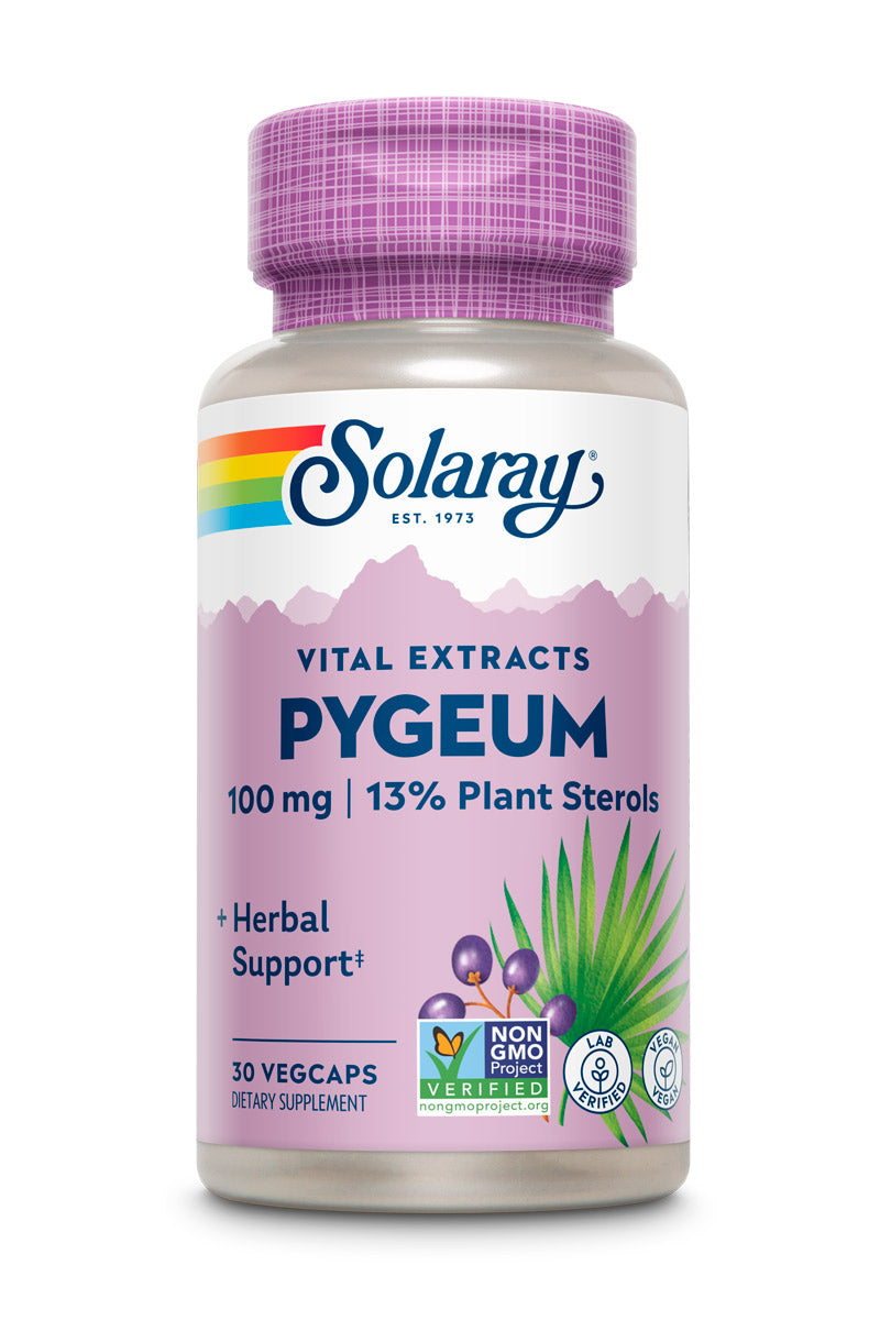 Solaray Pygeum Bark Extract, One Daily 100mg Healthy Prostate Support Guaranteed to Contain 13 mg Total Plant Sterols 30 VegCaps