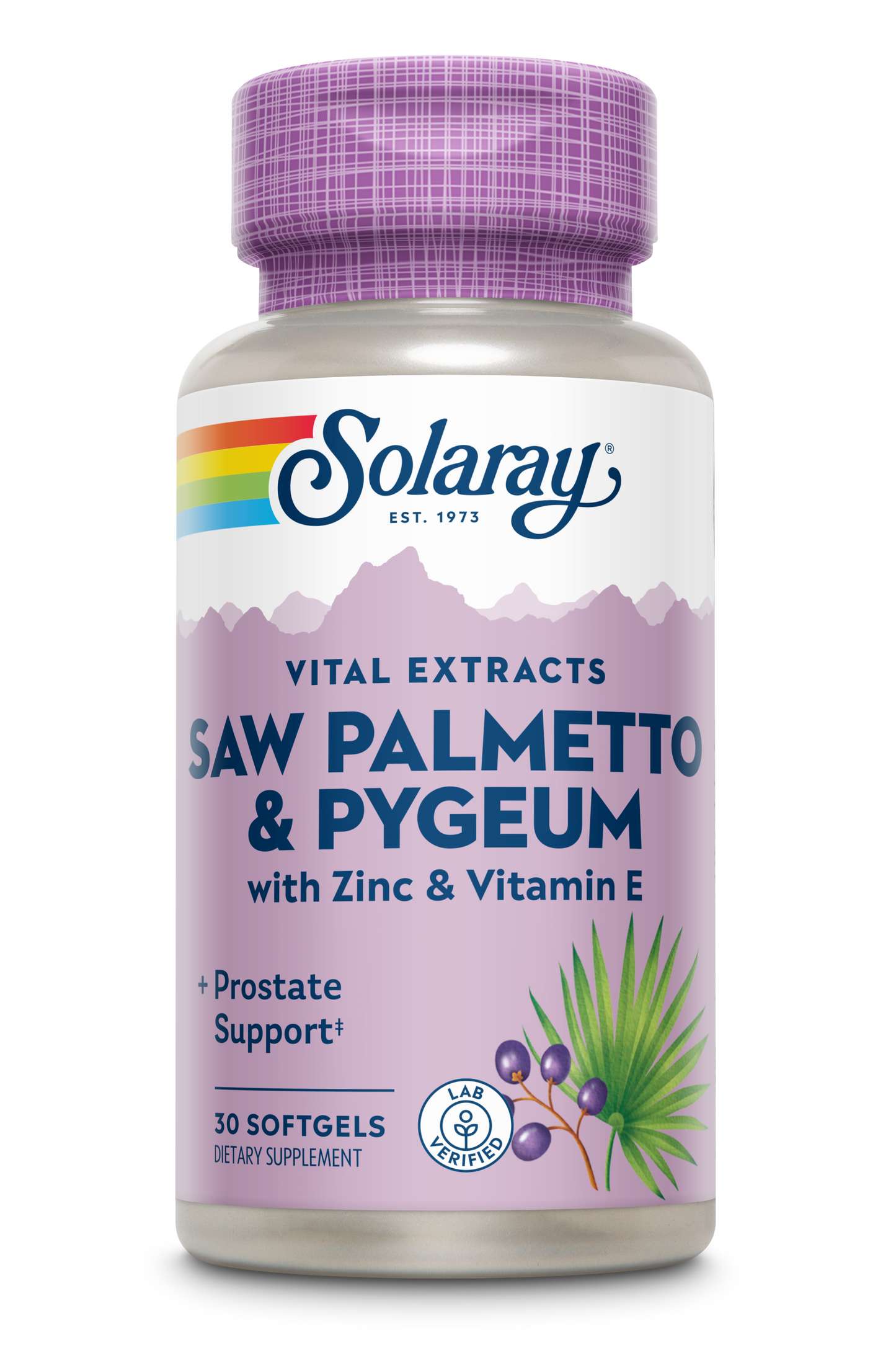 Solaray Saw Palmetto & Pygeum | Once Daily Prostate & Urinary Health Formula w/ Zinc & Vitamin E | 30 Softgels