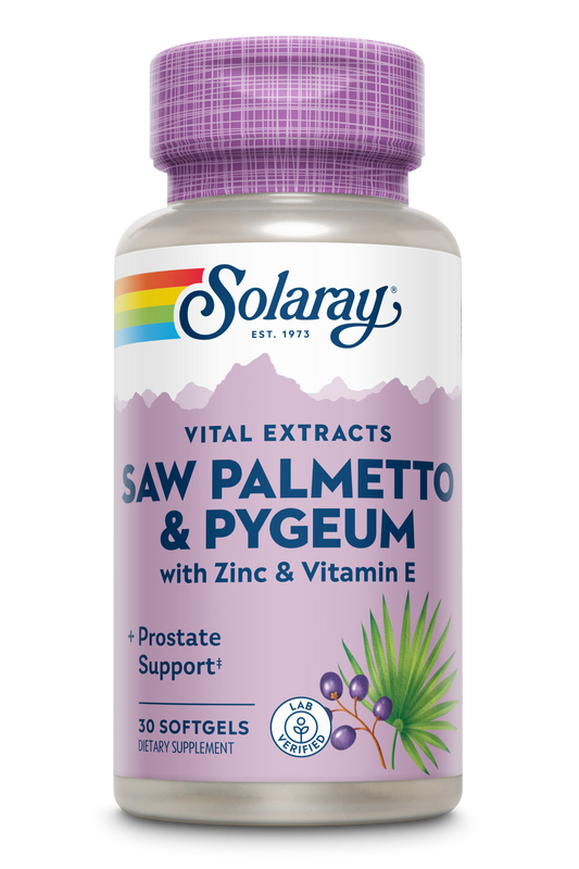 Solaray Saw Palmetto & Pygeum | Once Daily Prostate & Urinary Health Formula w/ Zinc & Vitamin E | 30 Softgels