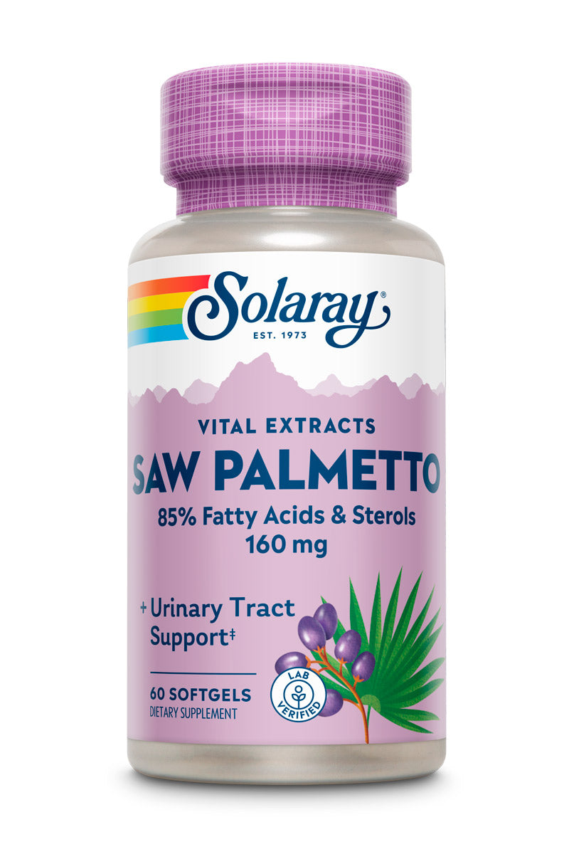 Solaray Saw Palmetto Extract - Prostate Health and Urinary Tract Support - 136 mg Fatty Acids and Sterols - Lab Verified, 60-Day Money-Back Guarantee