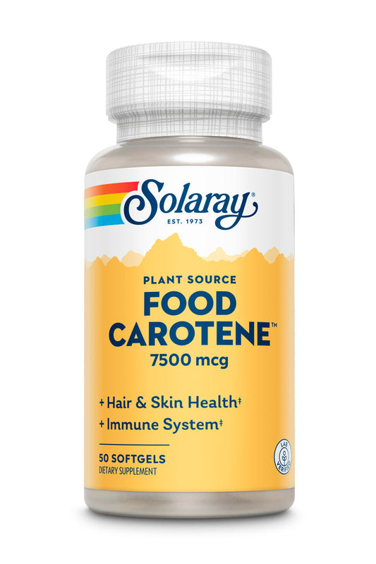 Solaray Food Carotene, Vitamin A as Beta Carotene 25000IU Carotenoids for Healthy Skin & Eyes, Antioxidant Activity & Immune System Support (076280041217) (50 CT)