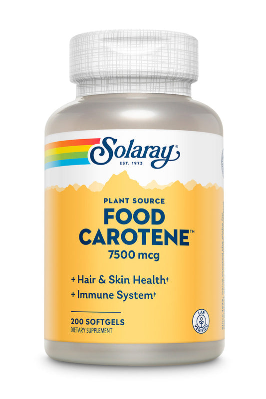 Solaray Food Carotene, Vitamin A as Beta Carotene 25000IU Carotenoids for Healthy Skin & Eyes, Antioxidant Activity & Immune System Support (076280041217) (200 CT)