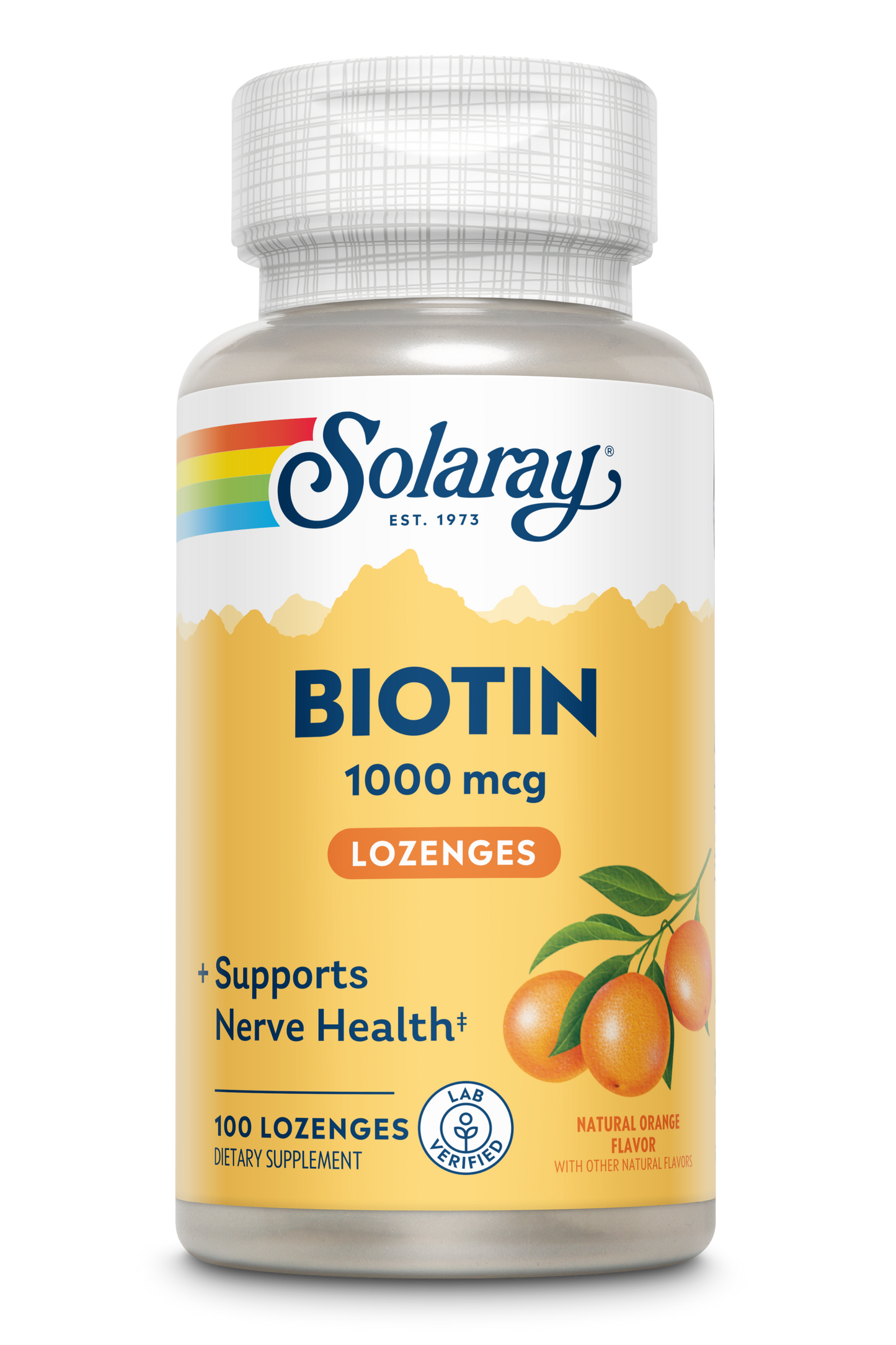 Solaray High Potency Biotin 1000 mcg | Natural Orange Juice Flavor | Healthy Hair, Skin & Nails Support | 100 Lozenges