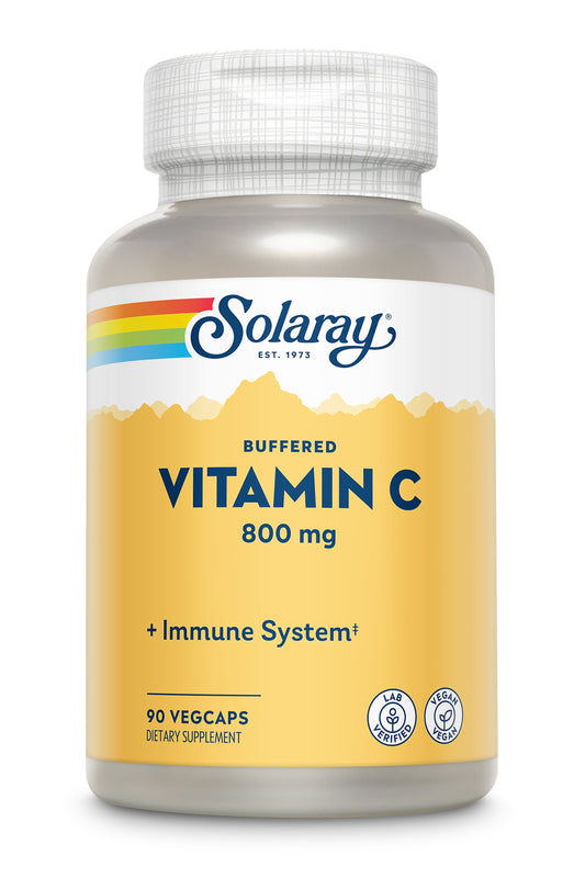 Solaray Buffered Vitamin C 800mg w/ Rose Hips & Acerola | Immune Function, Skin, Bone & Nerve Health Support, 90 VegCaps