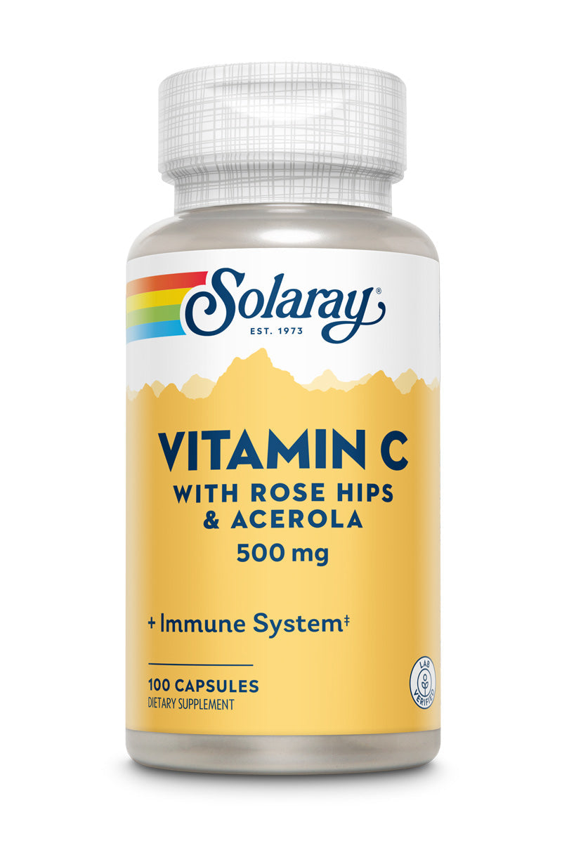 Solaray C w/ Rose Hips & Acerola, Capsule (Btl-Plastic) 500mg | 100ct