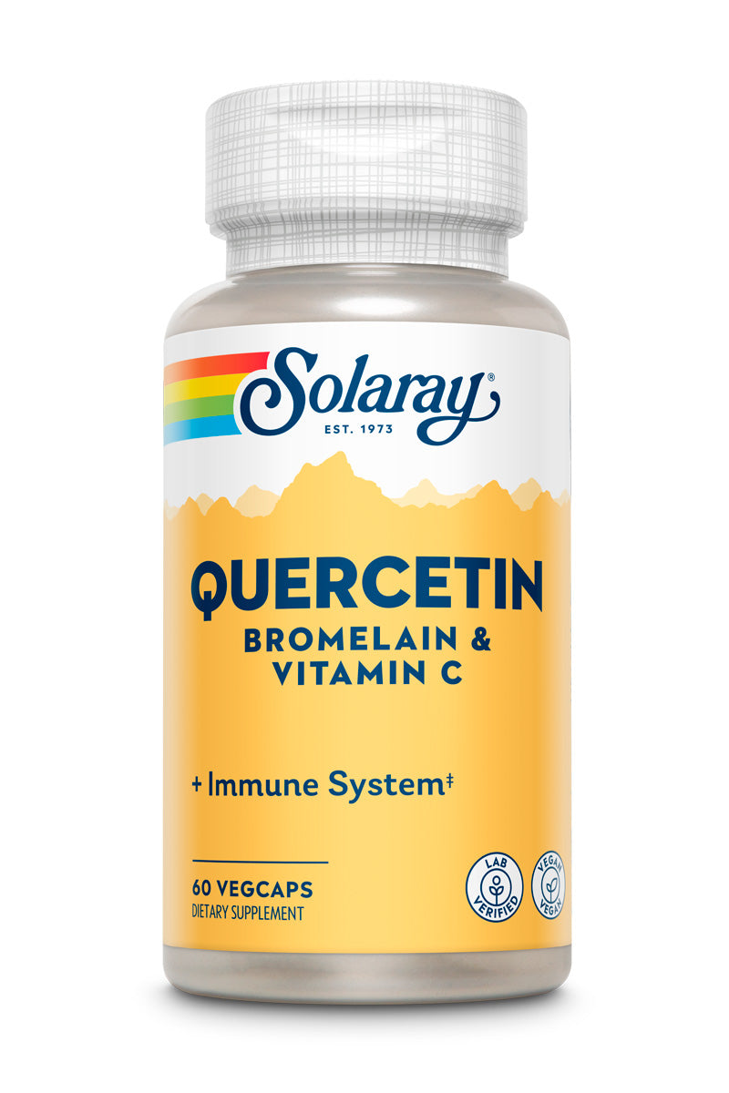 Solaray Quercetin Bromelain & Vitamin C, Immune System, Sinus, Respiratory & Antioxidant Activity Support, Vegan, 500mg of Quercetin & 1,235mg of Vit C, 60 Day Guarantee (60 CT, 20 Serv)