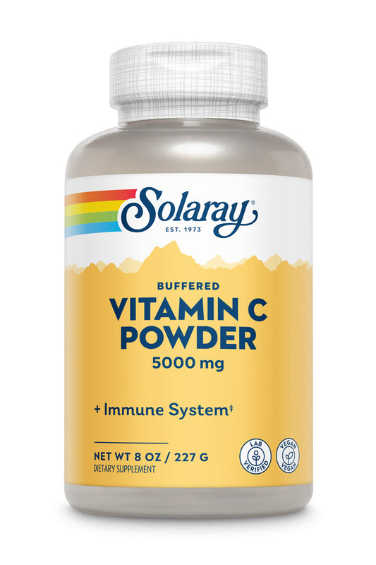Solaray Vitamin C Crystalline 5000mg | Buffered Powder for Gentle Digestion | Healthy Immune Function, Collagen Synthesis & Antioxidant Support | 8 oz