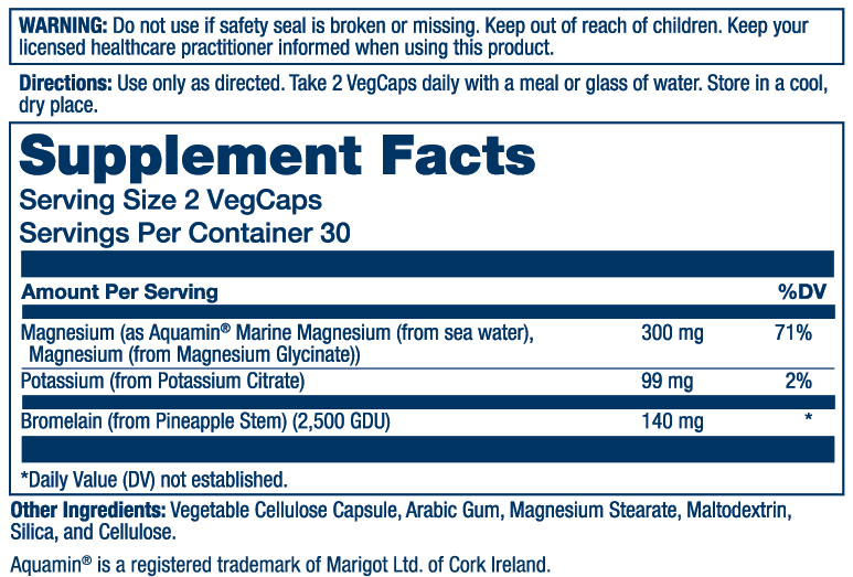 Magnesium & Potassium Asporotate w/ Bromelain 60 ct
