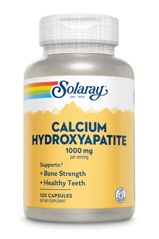 Solaray Calcium Hydroxyapatite 1000mg | Highly Advanced Calcium Supplement to Help Support Healthy Bones & Teeth, Nerve & Muscle Function | 120 Caps